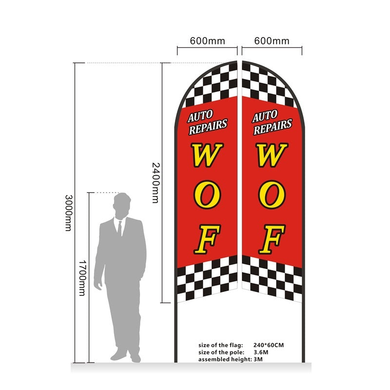 WOF - Pre-print Double Sided Feather Banner Flag Business Commersial 3M