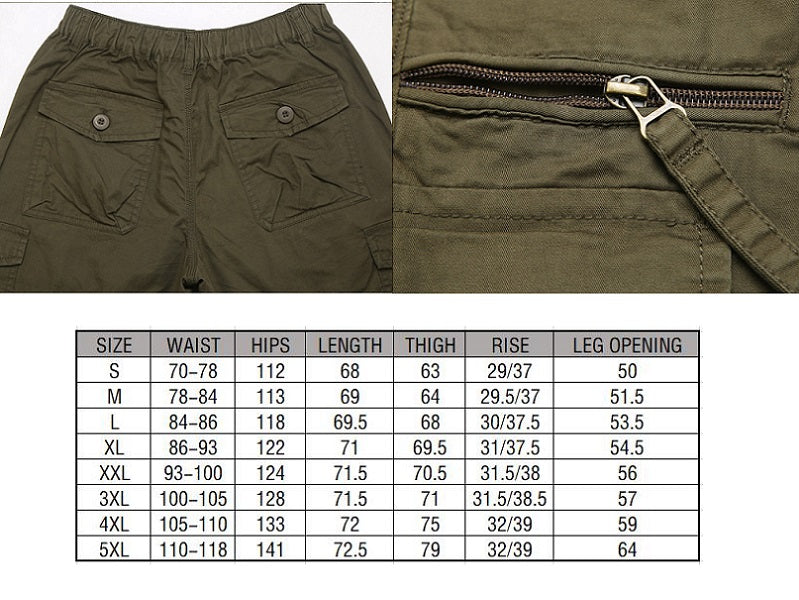 Men's 3/4 Cotton Cargo Short Pants Casual Loose Fit Outdoor Capri Long Shorts