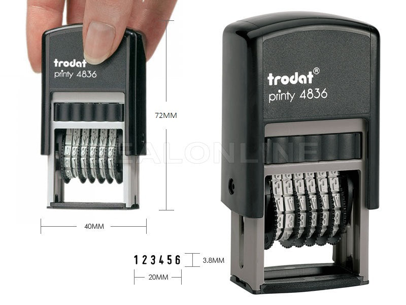 Self-Inking 6-Digit Number Stamp, PRINTY 4836