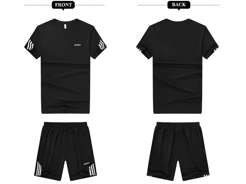 NZ-3XL-Mens 2 Piece Outfit Sport Set Short Sleeve Summer Leisure Short Thin Sets