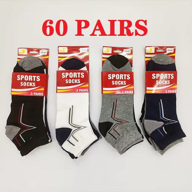 WHOLESALE - (60 Pairs) Ankle Socks - M7-10 / W8-11