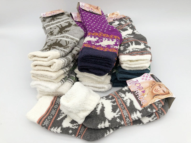 Thick Socks (12 Pairs) Women Winter Warm Thermal Fleece Socks