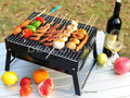 Portable Briefcase-Size Charcoal BBQ Stove Grill - BLACK