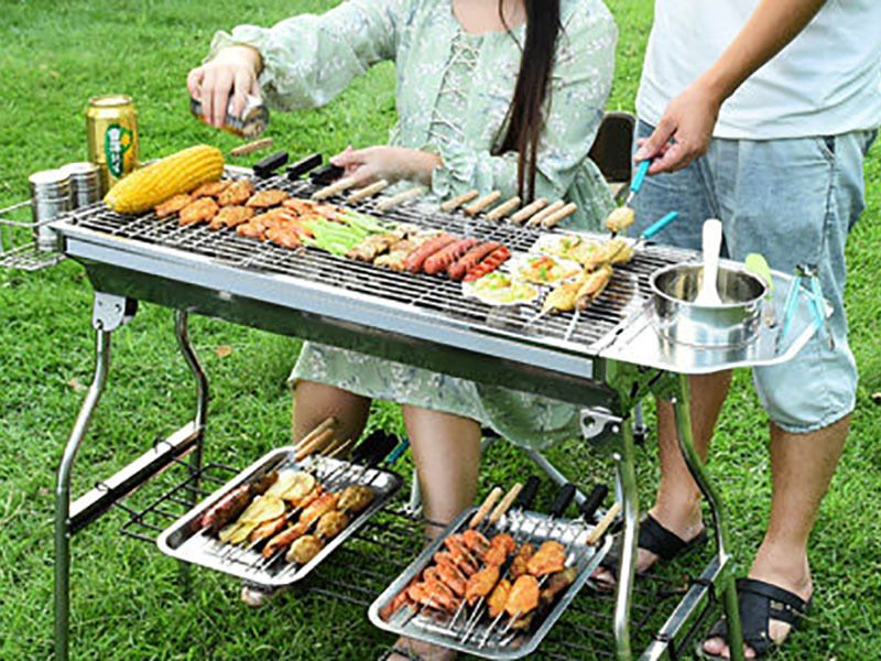 Foldable Stainless Steel BBQ Stove Grill Combo 3
