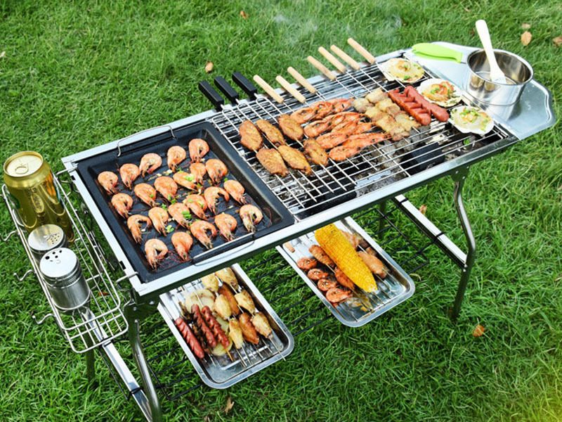 Foldable Stainless Steel BBQ Stove Grill Combo 2