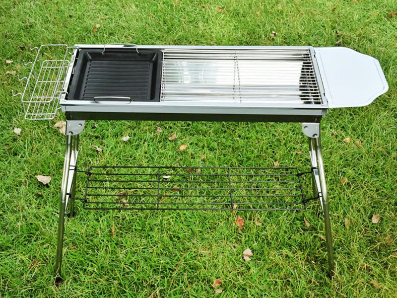 Foldable Stainless Steel BBQ Stove Grill Combo 2