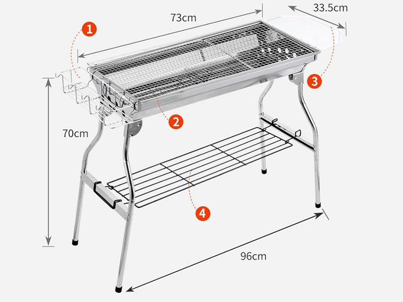 Foldable Stainless Steel BBQ Stove Grill Combo 3