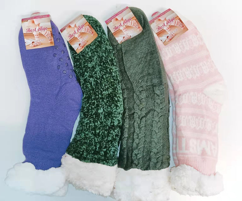 (3 Pairs) THERMAL FLEECE- LINED FUZZY COSY SOCKS