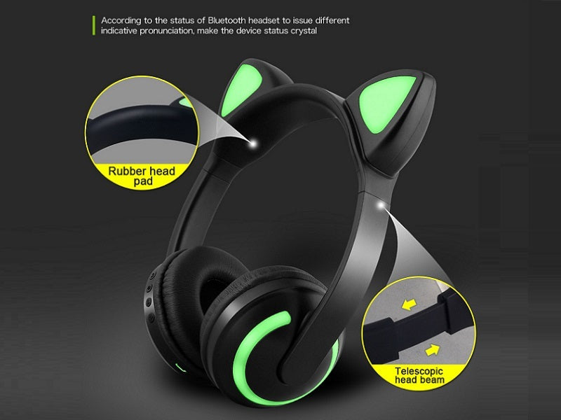 LED DEER Light Up Ear Bluetooth Headphone Audio Wireless Earphone Glow Headset