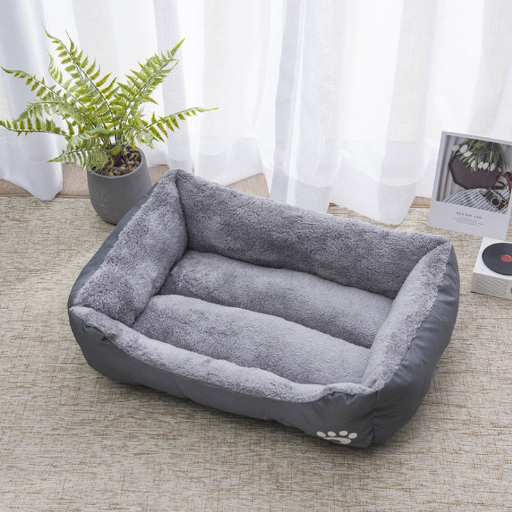 Calming Dog Bed Warming Washable Oxford with Soft Cotton and Coral Fleece