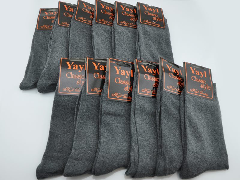 Business Socks Crew Socks Grey (12 Pairs) Men's Dress Socks - SIZE7-10