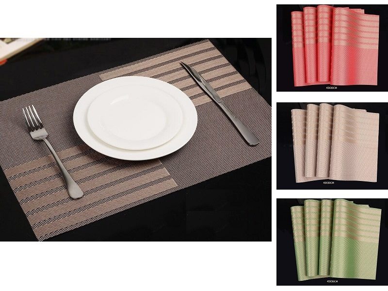 4PCS PVC Kitchen Waterproof Insulation Mat Dining Table Place Mats PURPLE