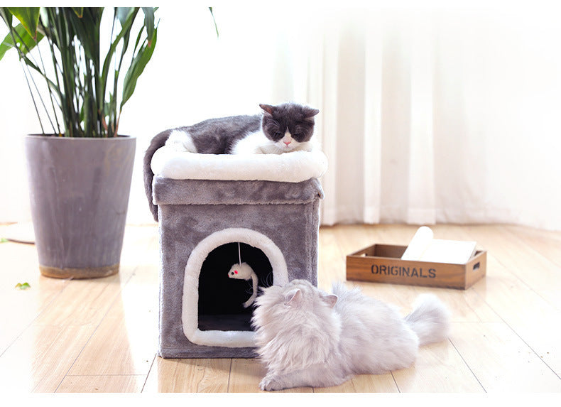 Collapsible Cat House with Bed H 42cm