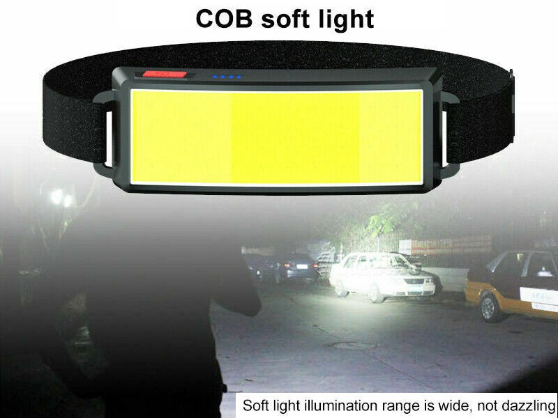 COB LED Headlamp Headlight Flashlight Head Torch Work Light Lamp Rechargeable