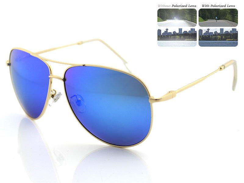 Polarized Blue Mirrored Lens Sunglasses 1528C3