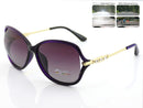 Polarized Lens Rhinestone Deco Sunglasses - PURPLE