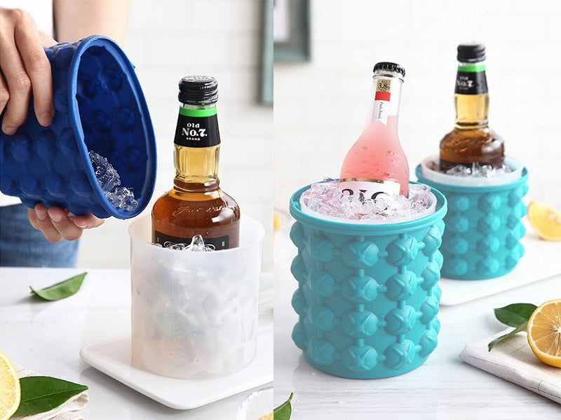 Large Ice Cube Maker Genie Silicone Wine Ice Bucket Big Ice Cube Tray Mold Cup