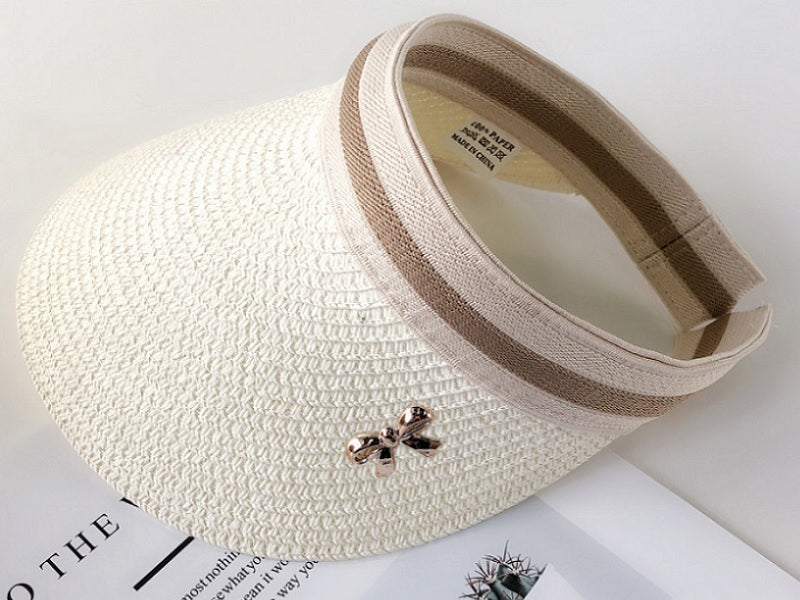 White - Women Lady Sun Straw Hat Wide Large Brim Floppy Derby Summer Beach Cap