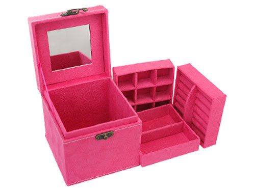 Vintage Retro 3-Tier Jewelry Case/Box/Organizer - PINK