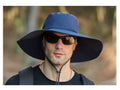 NAVY Men Sun Hat Wide Brim Bucket Hats Outdoor Fishing Hiking Cap UV Protection