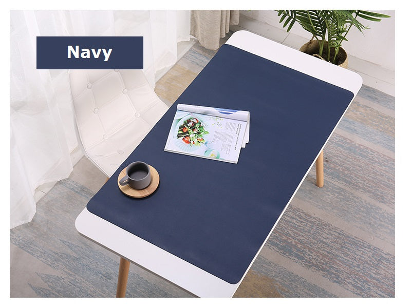 Navy- 120*60cm PU Leather Desk Mat Computer Laptop Keyboard Mouse Pad Office