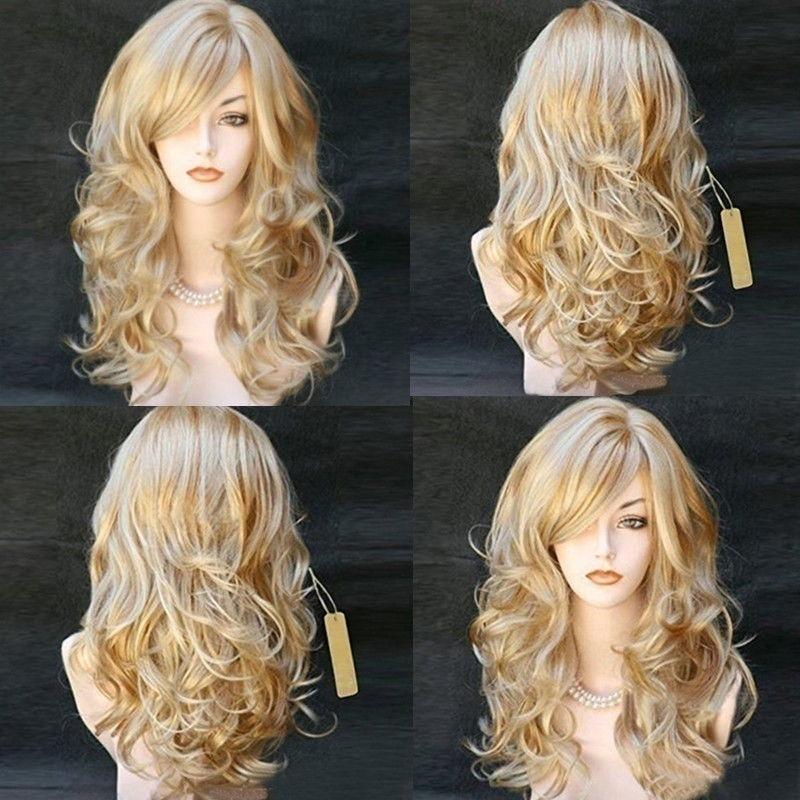 Women Long Wig Blond Synthetic Hair Full Wigs High Quality