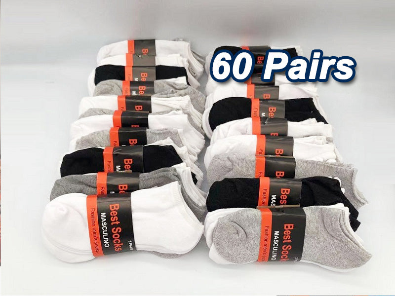 (60 Pairs) Unisex Sport Socks Cushion Socks Ankle Socks