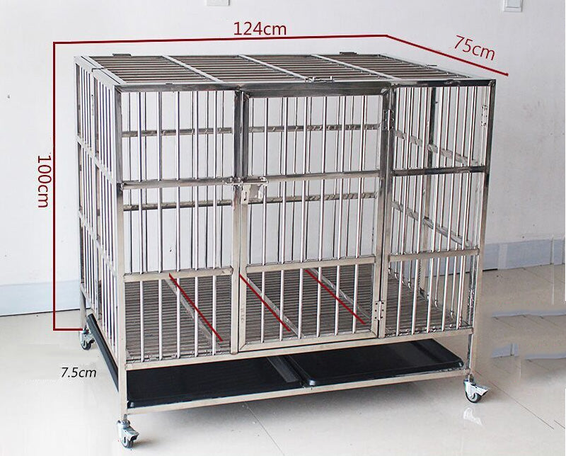 Collapsible Stainless Steel Pet Cage 124CM XX - Large with Wheels