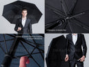 Black Double-Canopy Umbrella Windproof 150CM Large Auto-Open +Cover