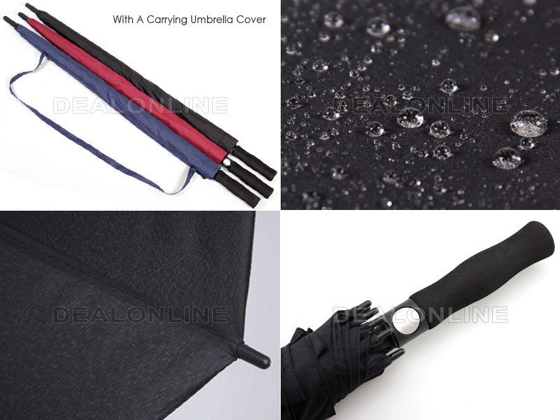 Black Double-Canopy Umbrella Windproof 150CM Large Auto-Open +Cover