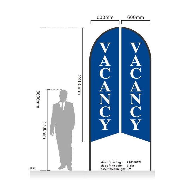 'VACANCY' 3.4m Ground Drill/SET Commercial Feather Banner Flag