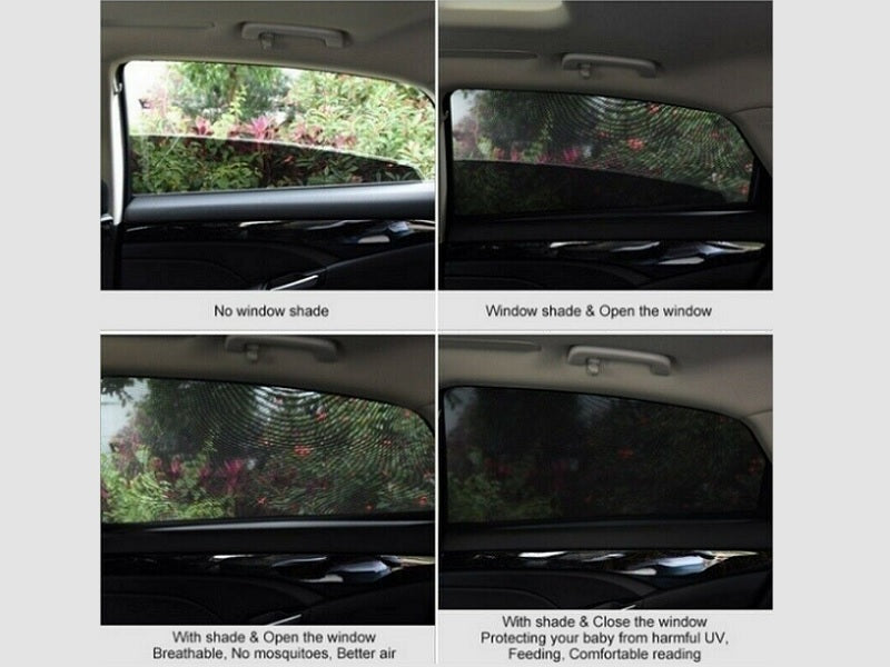 4pcs/set Car Front & Rear Side Window Sun Shade Cover Visor Mesh Shield Sunshade