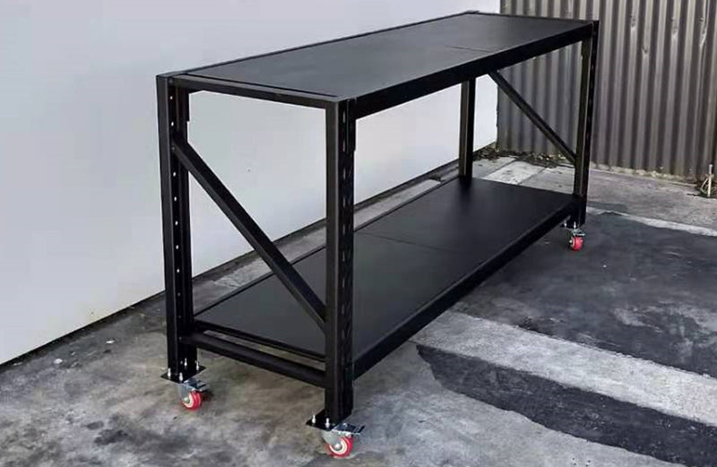 Black Movable WorkBench / 4 Wheels / 101x200x60CM